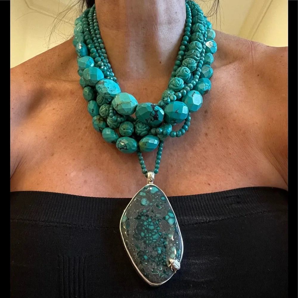 Stephen Dweck One-of-a-Kind, Personalized, Signed, Turquoise & Sterling Necklace - Picture 15 of 16
